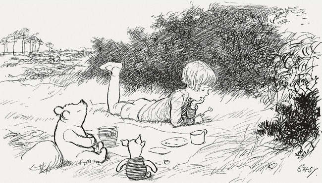 Иллюстрация к книге А.А. Милна о Винни-Пухе. Автор Эрнест Шепард